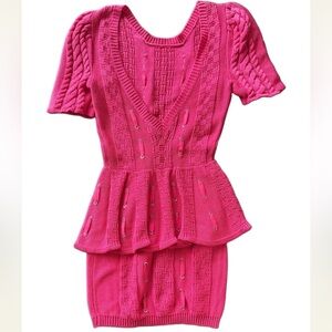 Vintage Emilio Pucci Firenze Pink Knit Dress – Ribbon Lace Detail
